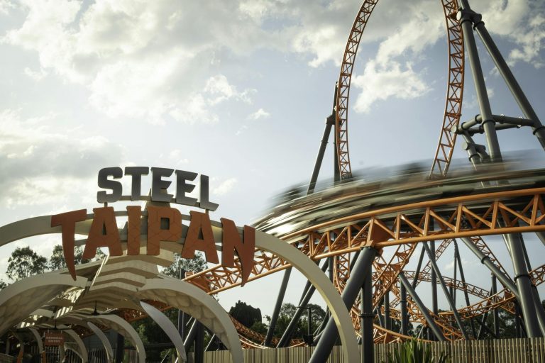 Experience the excitement of the Steel Taipan rollercoaster at Dreamworld theme park.